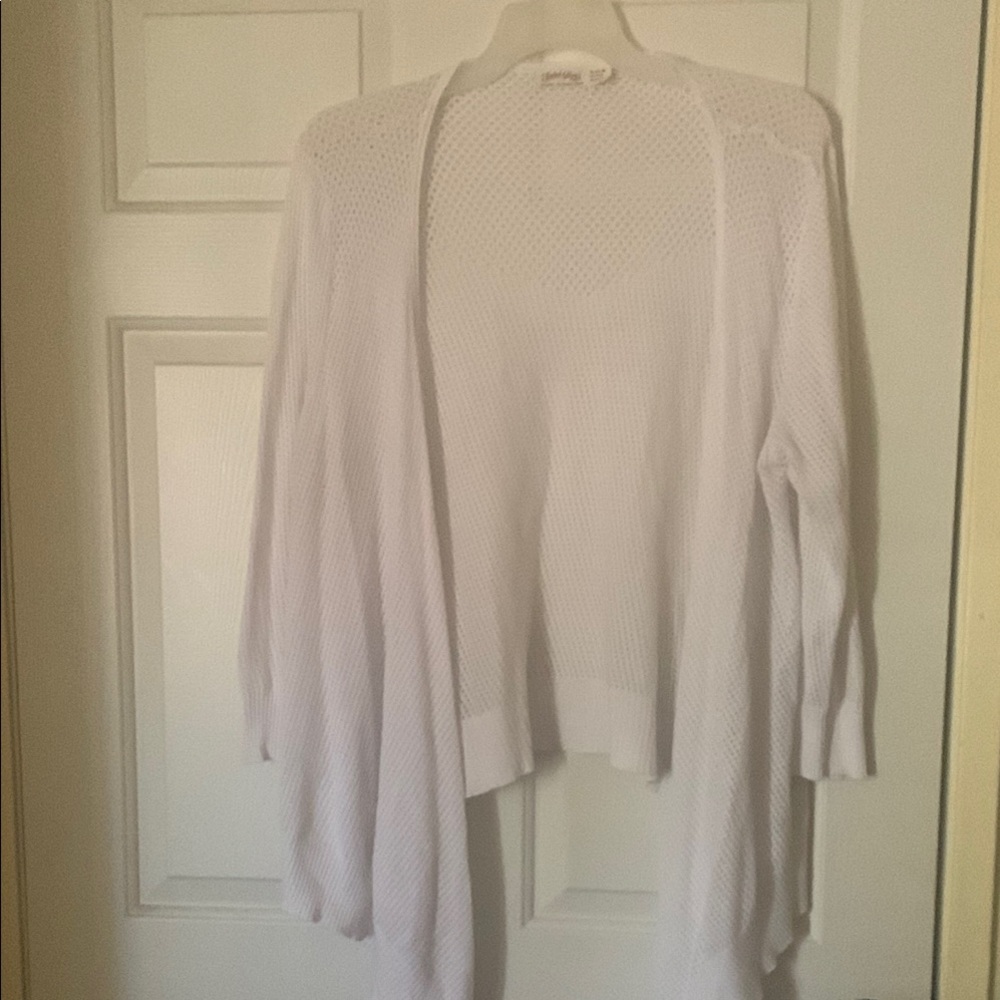 White Open-Front Cardigan Sweater